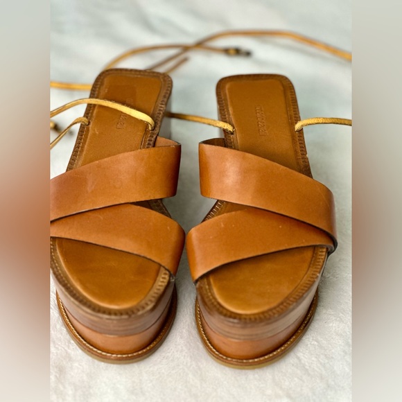 Roberto Cavalli Ankle Wrap Leather Wedge Sandals Size 36 or size 6 - Picture 2 of 9